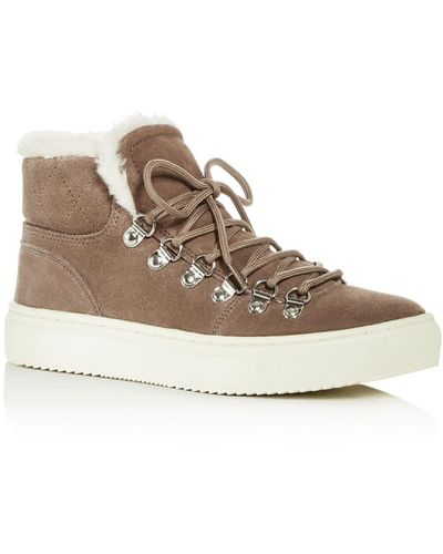 Marc Fisher Daisie Suede Lace-up Sneaker Boots - Natural