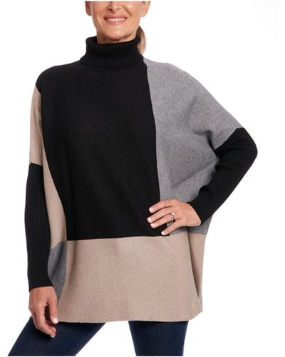 Joseph A Knit Colorblock Turtleneck Sweater - Black