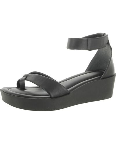 Franco Sarto Chani Leather Ankle Strap Wedge Sandals - Black