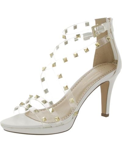 Adrienne Vittadini Gravie Faux Leather Studded Ankle Strap - Natural