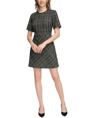 Calvin Klein Plaid Tweed Mini Dress - Black