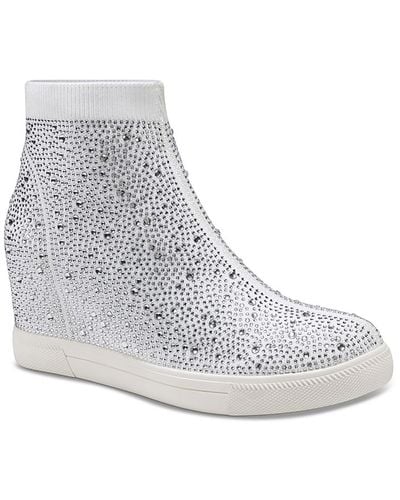 INC Deena Knit Shimmer Casual And Fashion Sneakers - Gray