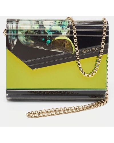 Jimmy Choo Color Printed Acrylic Candy Clutch - Green
