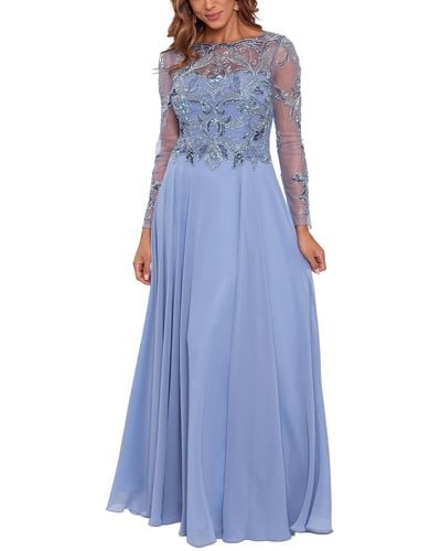 Xscape Beaded Maxi Evening Dress - Blue