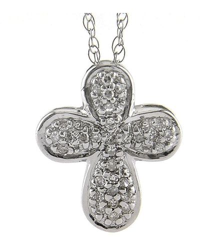 Monary Pave Cross Necklace (wg) - Metallic