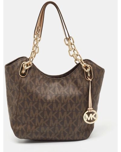 MICHAEL Michael Kors Signature Coated Canvas Lilly Hobo - Brown