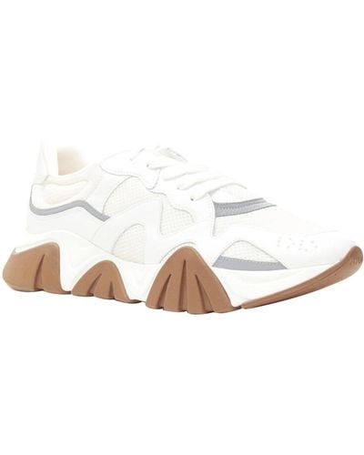 Versace New Squalo Gum Leather Mesh Chunky Sneakers - White