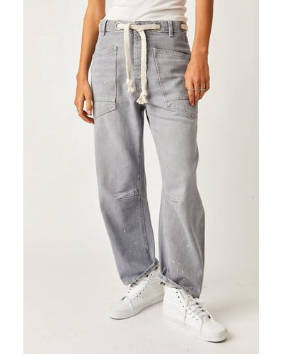 Free People Moxie Paint Spatter Jeans - Gray
