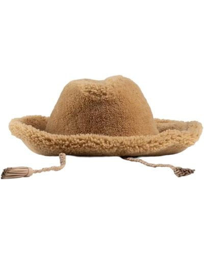 Bally 6302896 Camel Shearling Western Hat - Natural