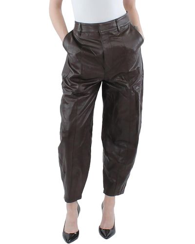 Polo Ralph Lauren Lamb Leather Tapered Ankle Pants - Gray