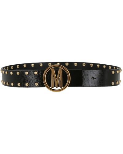 Moschino Circle M Gold Stud Belt - Black