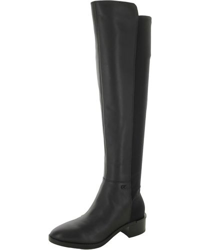 Calvin Klein Leather Mixed Media Over-the-knee Boots - Black