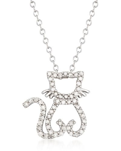 Ross-Simons Diamond Cat Necklace - Multicolor