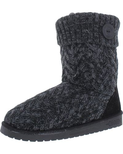 Muk Luks Janet Faux Suede Cold Weather Ankle Boots - Black