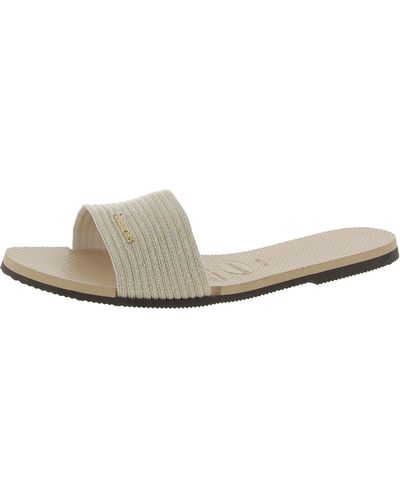 Havaianas Metallic Slip On Slide Sandals - Natural