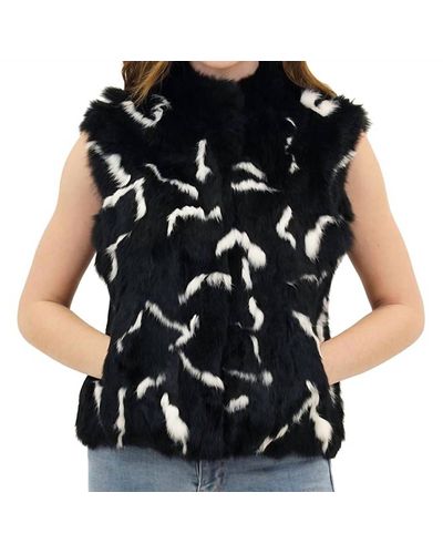 Love Token Helen Genuine Real Rabbit Fur Vest - Black