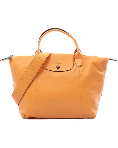 Longchamp Le Preage Cuir Handbag Tote Bag Leather 2way - Orange
