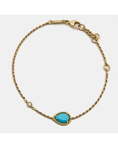 Boucheron Serpent Boheme Turquoise Diamond 18k Gold Xs Model Bracelet - Metallic