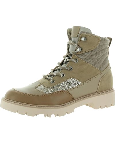 Dolce Vita Pippa Glitter Lace Up Hiking Boots - Natural