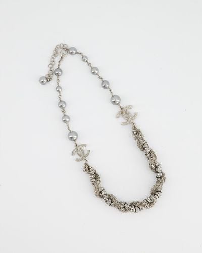 Chanel With Pearl Crystal Choker With Cc Detail - White