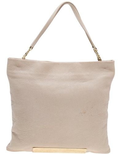 Jimmy Choo Leather Large Charlie Tote - Natural