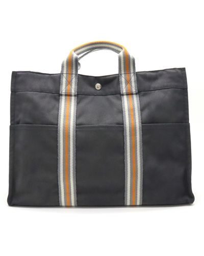 Hermès Cabas Canvas Tote Bag (pre-owned) - Black