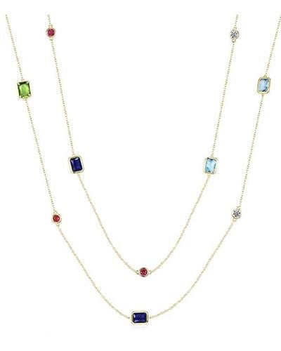 Liv Oliver 18k Emerald Cut And Round Multi Color Long Necklace - White