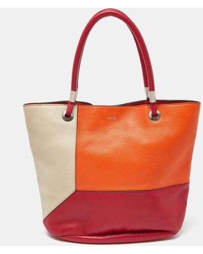 Lancel Color Leather Tote - Red