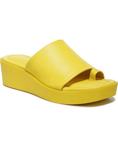 Franco Sarto Cessa Leather Slip On Wedge Sandals - Yellow