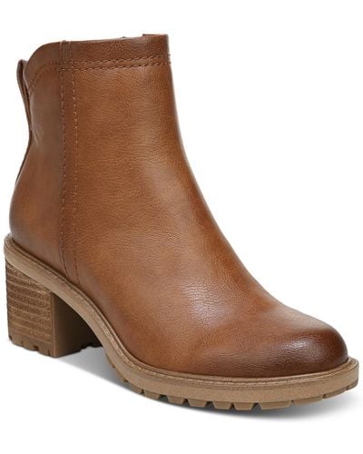 Zodiac Greyson Faux Leather lugged Sole Ankle Boots - Brown