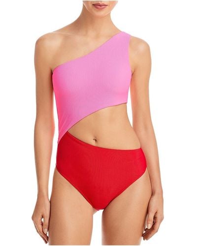 Beach Riot Celine Colorblock One Shoulder One-piece Swimsuit - Red