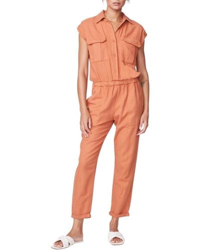 Monrow Cotton Twill Jumpsuit - Orange