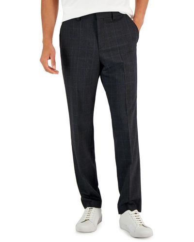 HUGO Wool Blend Glen Plaid Suit Pants - Blue