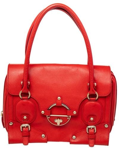 Versace Leather Studded Tote - Red