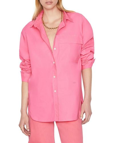 FRAME Vacation Oversized Collared Button-down Top - Pink