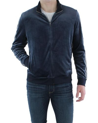 INC Velour Sweatshirt Track Jacket - Blue