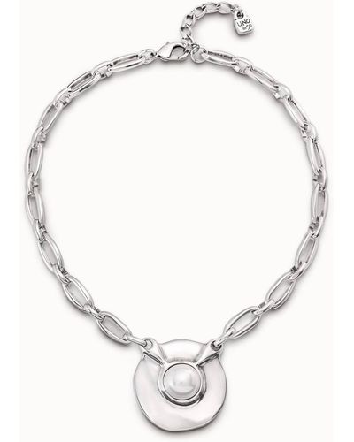 Uno De 50 Ovni Necklace In Silver - White