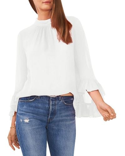 Vince Camuto Stand Up Collar Lined Blouse - White
