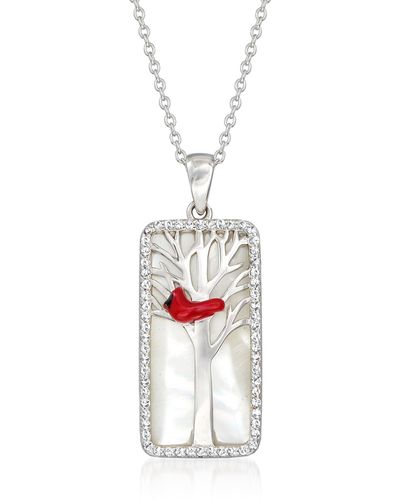 Ross-Simons Mother-of-pearl And . White Topaz Cardinal Pendant Necklace