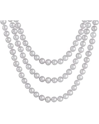 Splendid Endless Pink 80" Freshwater Pearl Necklace - Gray