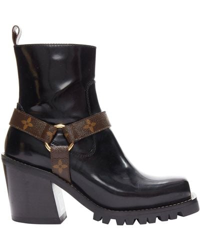 Louis Vuitton 2023 Limitless Black Monogram Harness Chunky Boots