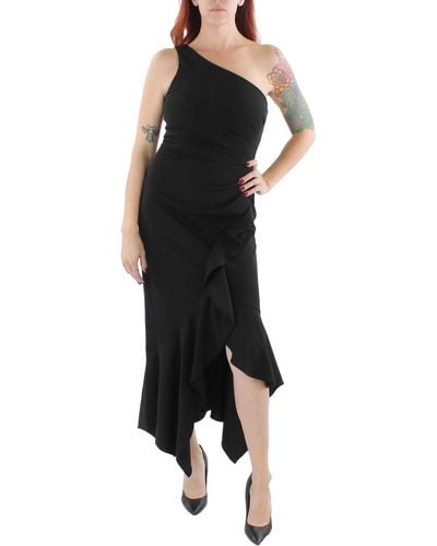 Xscape Asymmetric Ruffled Cocktail And Party Dress - Black