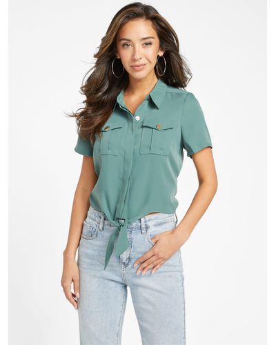 Guess Factory Olicia Tie-waist Top - Blue
