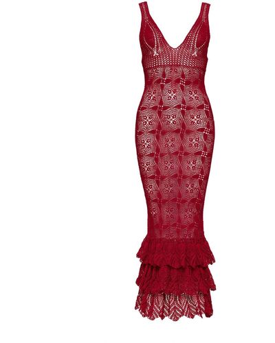 Carolina K Ali Crochet Dress - Red