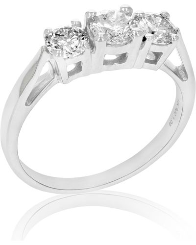Vir Jewels 1 Cttw 3 Stone Diamond Engagement Ring 14k White Gold Round Bridal Wedding