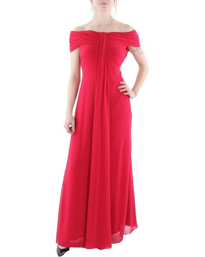 Lauren by Ralph Lauren Ruched Maxi Evening Dress - Red