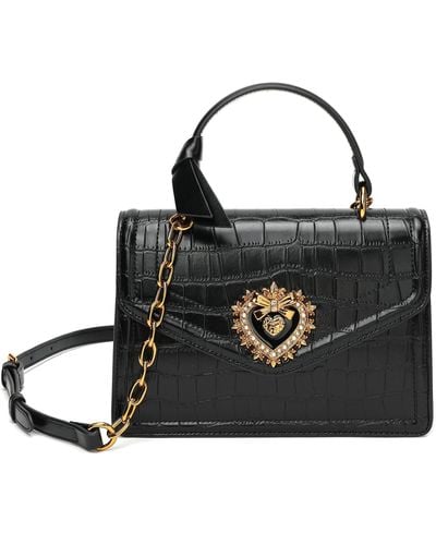 Tiffany & Fred Alligator Embossed Leather Top-handle Bag - Black