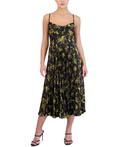 Laundry by Shelli Segal Floral Print Polyester Midi Dress - Green