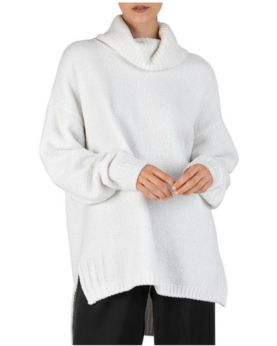 ATM Chenille Hi-low Turtleneck Sweater - White
