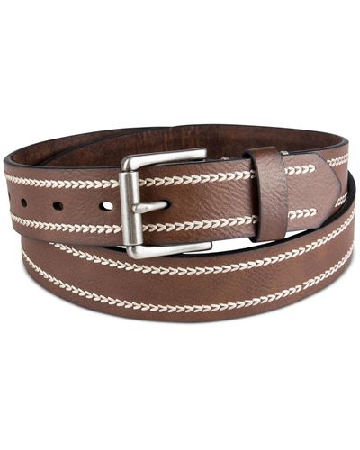 Sun & Stone Faux Leather Buckle Casual Belt - Brown